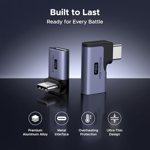 UGREEN 40Gbps Right Angle USB C Adapter Combo, 2-Pack 90 Degree Converter