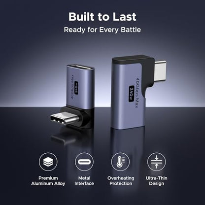 UGREEN 40Gbps Right Angle USB C Adapter Combo, 2-Pack 90 Degree Converter