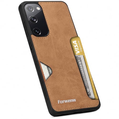 for Samsung Galaxy S20 FE Case with Card Slot, Leather Back Shockproof Protection Cover, Ultra-Thin Wallet Phone Case, for Samsung S20 FE 5G Card Slot Case with Card Holder (Brown) - color: Brown, size: S20 FE