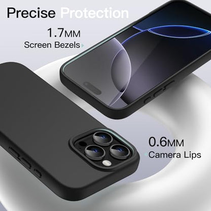 JETech Silicone Case for iPhone 16 Pro Max, Black | Silky Soft Touch, Shockproof Protection, Scratch Resistant, Microfiber Lining - color: Black, size: iPhone 16 Pro Max