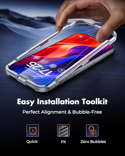 UNBREAKcable 4-Pack Screen Protector for iPhone 16, Military-Grade Shatterproof Tempered Glass [9H+ Hardness] [Easy Installation Frame] [99.99% HD Clear] for Apple iPhone 16 - size: iPhone 16 (Pack of 2)