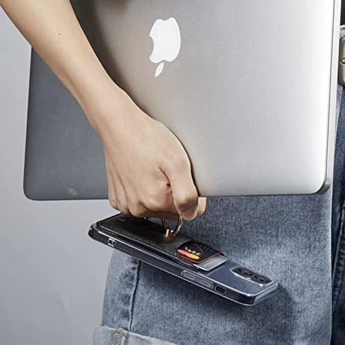 Card Holder for Phone Case 2Pc, RFID Leather Phone Wallet with Ring | Phone Wallet Stick On Back Of Phone Case.Credit Card/ID/Pocket Phone Card Holder for iPhone Andriod. Viewing Freely - color: Black+Black 2PC