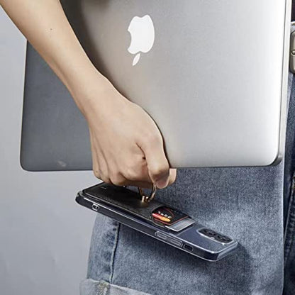 Card Holder for Phone Case 2Pc, RFID Leather Phone Wallet with Ring | Phone Wallet Stick On Back Of Phone Case.Credit Card/ID/Pocket Phone Card Holder for iPhone Andriod. Viewing Freely - color: Black+Black 2PC