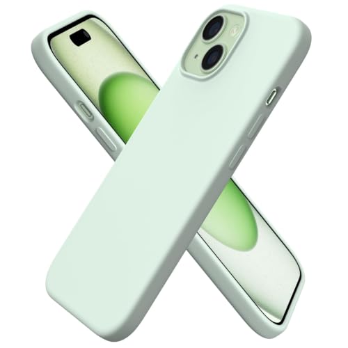 ORNARTO Compatible with iPhone 15 Case 6.1, Slim Liquid Silicone 3 Layers Full Covered Soft Gel Rubber Phone Case, Anti-Scratch Shockproof Protective Cover 6.1 Inch, Light Green - color: Light Green