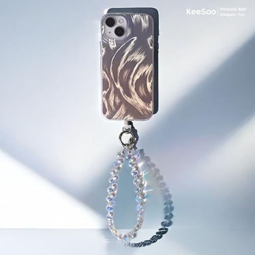 White Pure Shine Crystal Original Design Phone Charm with 2 Tether Tabs – Stylish, Durable, and Hands-Free Phone Chain – Compatible with iPhone, Samsung, Pixel & More - color: 04 White Pure Shine Crystal