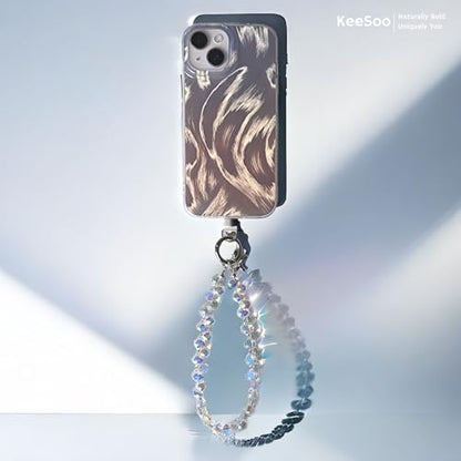 White Pure Shine Crystal Original Design Phone Charm with 2 Tether Tabs – Stylish, Durable, and Hands-Free Phone Chain – Compatible with iPhone, Samsung, Pixel & More - color: 04 White Pure Shine Crystal