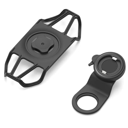 Bike Stem Phone Mount with Shockproof Silicone Grip – Quick-Lock Aluminum Out-Front Holder with Dual Safety Buckles & Elastic Strap, Fits 4.0”–6.7” Phones – Secure Fit for Road & Urban Rides - style: 【2-Buckle Style】Handlebar Mount + Silicone Adapter - Bl