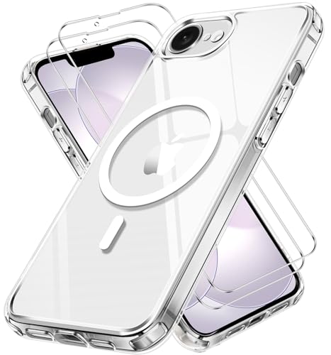 ivoler 3-in-1 Magnetic Case for iPhone 17e/16e 6.1'' with 2 Pack Screen Protector, [MagSafe Compatible] [Military Grade Drop Protection] Slim Transparent Shockproof Phone Cover- Clear - color: Clear, size: iPhone 17e/16e 6.1''