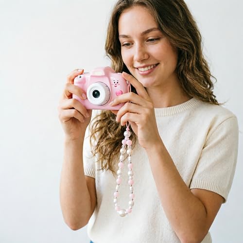Beaded Phone Charm Lanyard Strap Girly Style Fixed Beads Pearl Lanyards - color: PH-qhd-3