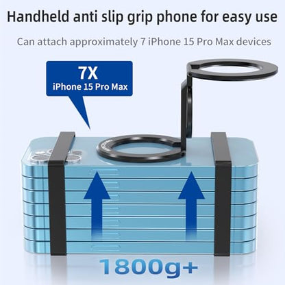 RESPECTED BRO-Magnetic-Phone-Ring-Holder with Dual Rings, Compatible with iPhone 17/16/15/14/13/12, Multifunctional Stand for Desk, Office, Gym, Kitchen & All Metal Surfaces, Finger Loop Grip (Black) - color: Black