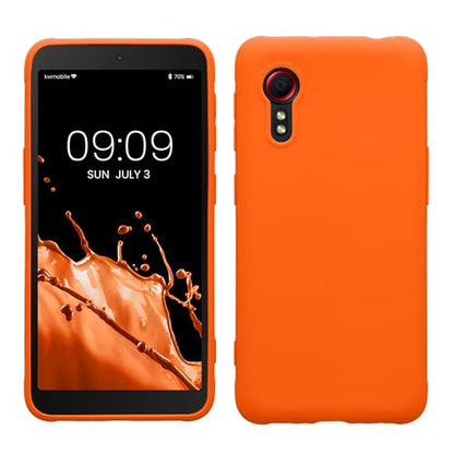 kwmobile Case Compatible with Samsung Galaxy Xcover 5 Case - Soft Slim Protective TPU Silicone Cover - Neon Orange - color: neon orange