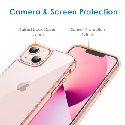 JETech Case for iPhone 13 mini, Anti-Yellowing, Rose Gold | Shockproof Protection, Scratch Resistant Hard PC Back, Durable Transparent TPU Bumper - color: Rose Gold