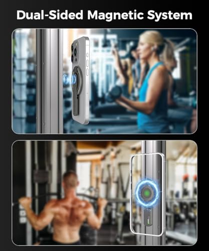 Phone Grip for Magsafe Phone Stand 360°Roration Gym Holder (Black) - color: Black