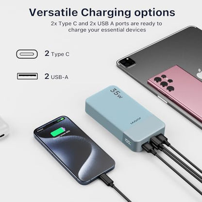 JUOVI Portable Charger 35W 20000mAh Power Bank - color: Blue