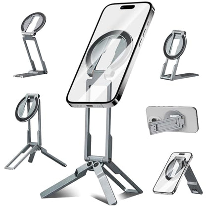 Ultra-Thin Magnetic Phone Tripod for iPhone 18 17 16 15 14 13 12, Sliver - color: Silver