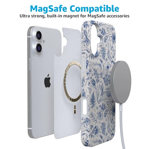 Casely iPhone 16 Case | Hop & Bloom | Bunny Toile | Compatible with MagSafe | Classic Ultra Slim Design - color: Hop & Bloom | Bunny Toile, size: Iphone 16
