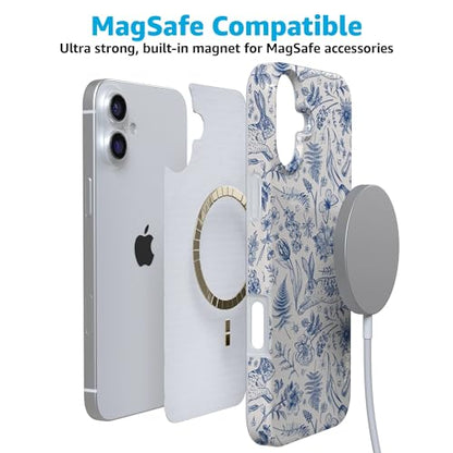 Casely iPhone 16 Case | Hop & Bloom | Bunny Toile | Compatible with MagSafe | Classic Ultra Slim Design - color: Hop & Bloom | Bunny Toile, size: Iphone 16