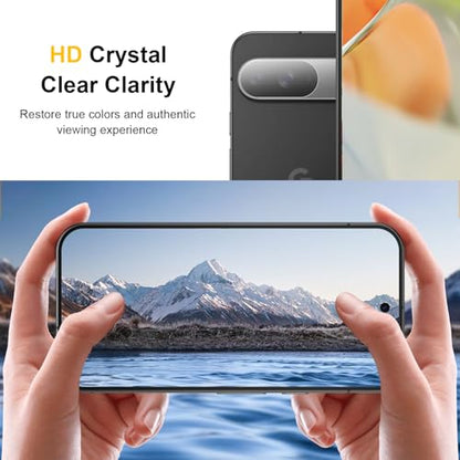 2 Pack Screen Protector for Google Pixel 9 with 2 Pack Camera Lens Protector, 9H Tempered Glass, Fingerprint Unlocking, Bubble Free - size: Pixel 9