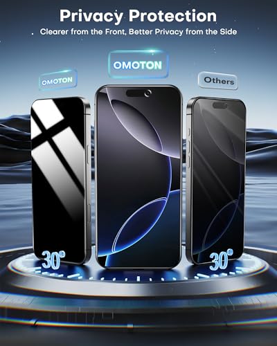 OMOTON 2 Pack for iPhone 16 Pro Privacy Screen Protector 6.3 inch - size: iPhone 16 Pro