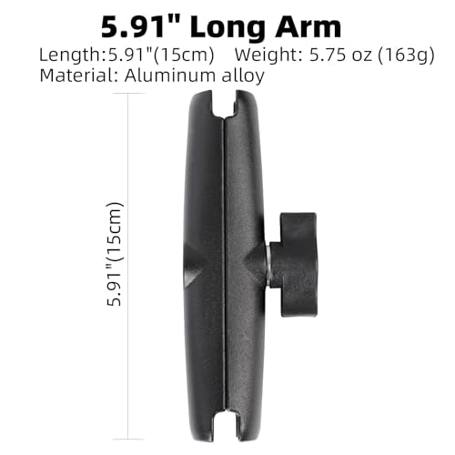 Aluminum Double Socket Arm for RAM 1" Ball Mounts (5.91" Long Arm)