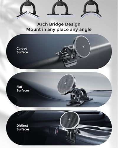 Estbuc 2-in-1 15W Magsafe Car Mount Charger, Magnetic Wireless Car Charger