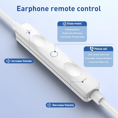 USB C Headphones for iPhone 17 16 15 Pro Max, 2 Pack Wired Earbuds USB C Wired Headphones with Microphone & Remote, Noise Isolating Earphones for iPad Pro/iPad Air, Galaxy S25 S24 S23 Ultra