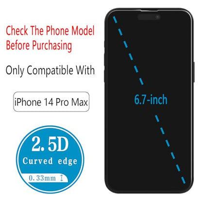 2+2 Pack Screen Protector for iPhone 14 Pro Max Tempered Glass - size: (Standard)iPhone 14 Pro Max 6.7 Inch