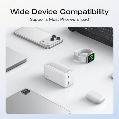 EF ECOFLOW Rapid 45W Power Bank 10000mAh Portable Charger with Built-in USB C 2.3ft Cable and USB C&A Port Travel Essential Battery Bank with Digital Display for iPhone 17/16 Series, Galaxy, ipad - color: White
