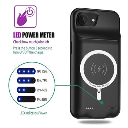 Battery Case for iPhone 16e/17e, 10000mAh High Capacity Portable Rechargeable Protective Battery Pack Cover Charging Case Compatible with iPhone 16e/17e (6.1 inch) Extended Battery Charger Case-Black - size: iPhone 16e (6.1 inch)