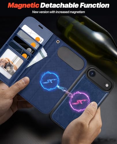 OCASE for iPhone Air Detachable Wallet Case with Card Holder, 2 in 1 PU Leather Flip Folio with RFID Blocking Stand Wrist Strap Shockproof Phone Cover 6.5 Inch 2025, Blue - color: Blue, size: iPhone Air