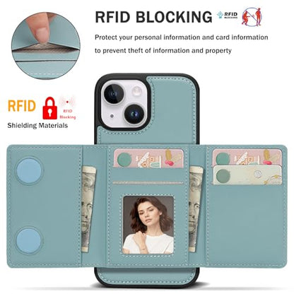 for iPhone 14 Wallet Case, 2-in-1 Detachable Phone Case, Card Holder RFID Blocking, Fashionable Faux Leather Card Slot & Folding Design (Blue 6.1'') - color: Blue, size: iPhone 14