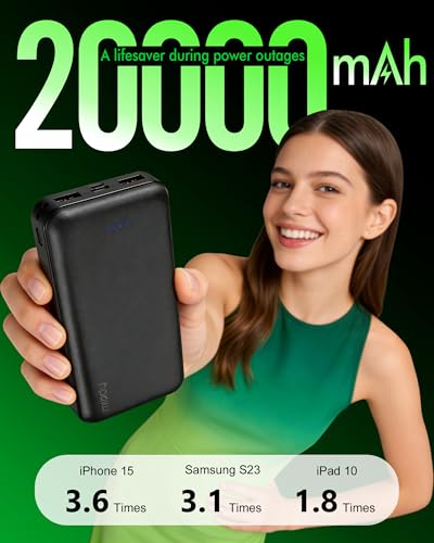 Miady 2-Pack Portable Charger PD 22.5W Power Bank 20000mAh Battery Pack | 74Wh丨Fast Charging丨3 Outputs 2 Inputs丨High Capacity丨Compatible with iPhone 17 iPad Android etc丨for Travel Camping丨Black+White - color: White+Black