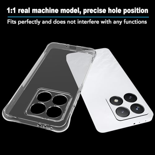 USTIYA Case for Xiaomi 14T 5G Clear TPU Four Corners Military-Grade Protection Cover Transparent Soft funda