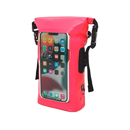 geckobrands Waterproof Phone Tote with 2L Dry Bag and Adjustable Strap – Protect Your Phone and Valuables While on The Go Neon Pink - color: Neon Pink