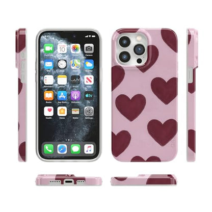 Casely iPhone 14 Pro Case | Whole Lotta Love | Plum Hearts | Compatible with MagSafe | Classic Ultra Slim Design - color: Whole Lotta Love | Plum Hearts, size: iPhone 14 Pro