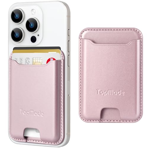Phone Card Holder, Premium Leather Phone Wallet Stick on, Fit 4 Cards - color: Rose Gold