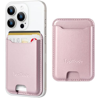 Phone Card Holder, Premium Leather Phone Wallet Stick on, Fit 4 Cards - color: Rose Gold