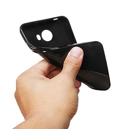 Glossy Jet Black Flexible Flex-Gel Skin Phone Case Cover Compatible with GreatCall Jitterbug Smart2 Case (5.5” Screen) (6598524949) - color: Black