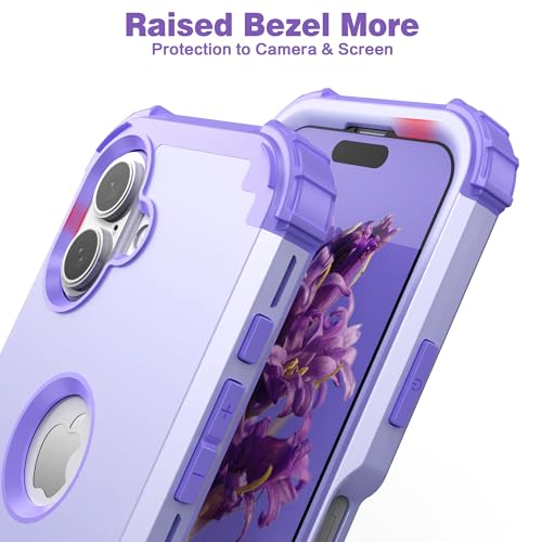 IDweel for iPhone 17 Case with Screen Protector, 3 in 1 Shockproof Slim Fit Hybrid Heavy Duty Hard PC Cover Soft Silicone Bumper Full Body Anti-Fingerprint Case, Purple - color: Purple