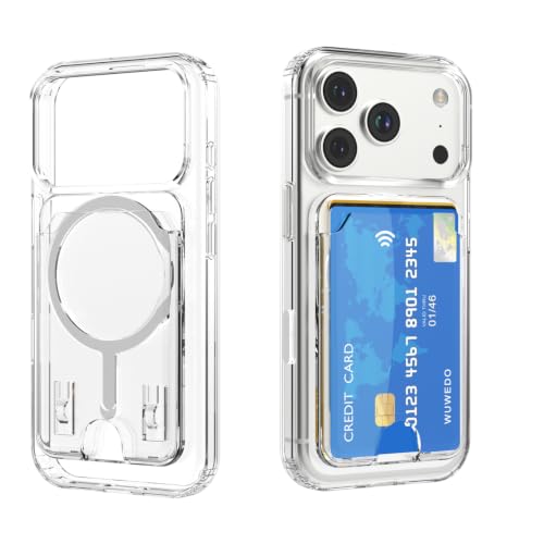 for iPhone 17 Clear Case and Detachable Magnetic Card Holder, Anti-Yellowing, Camera Control Button, 3-Card Wallet, Compatible with MagSafe, Shockproof Protection, Crystal Clear