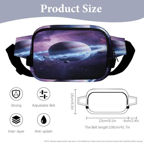 Outer Space Fanny Packs for Women Men Double Layer Fashion Waist Pack Adjustable Belt Bag with Pockets Small Crossbody Bags for Running Hiking Workout Travel Daily Use
