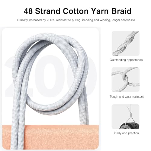 5FT USB C to USB C Woven Cable for iPhone 15/16/17, 16/15 Pro Max, Plus, 17E/16E,Air Car Carplay Charger Cord, AirPods 4,AirPods Pro (2nd/3rd Gen) Fast Charging Cable, iPad Pro/ iPad Air Charger Cable - size: 5FT, style: USB C to USB C