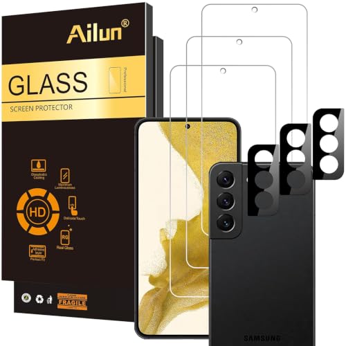 Ailun Screen Protector for Galaxy S22+/S22 Plus 5G 6.6 Inch Display 3Pack + 3Pack Camera Lens Tempered Glass Fingerprint Unlock 0.25mm Clear Anti-Scratch Case Friendly [Not For S22 Ultra] - color: Transparent, size: S22 Plus/S22+ 6.6 inches