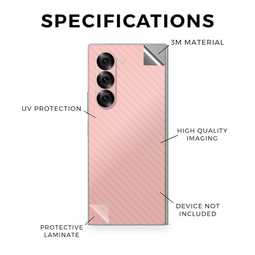 Carbon Fiber Phone Skin Compatible with Samsung Galaxy Z Fold 6 - Solid Blush - Premium 3M Vinyl Protective Wrap Decal Cover - Easy to Apply | Crafted in The USA by MightySkins - color: Solid Blush, style: Carbon Fiber Textured Finish