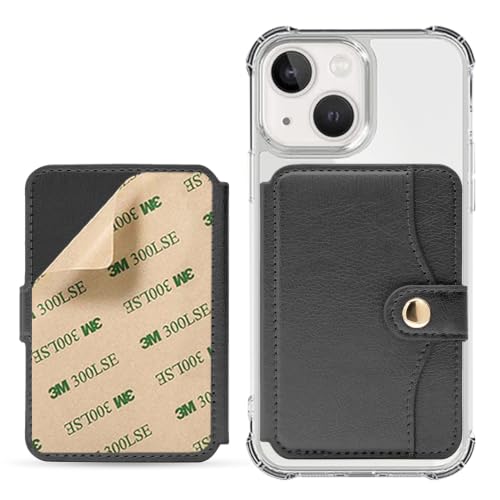 Phone Wallet Stick on, Adhesive Slim Credit Card Holder for cell phone - color: Black