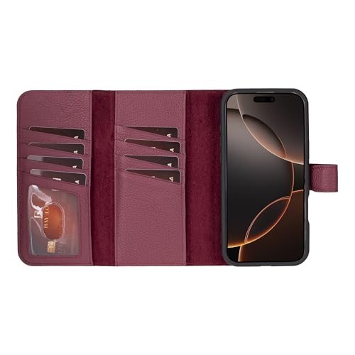 Bayelon Wallet Case for iPhone 16 Pro Max 6.9", Trifold Leather Wallet, Detachable Magnetic Flip Folio Cover, Card Holder, iPhone 16 Pro Max Wallet Case, MagSafe Compatible, RFID (Burgundy) - color: Burgundy, size: iPhone 16 Pro Max