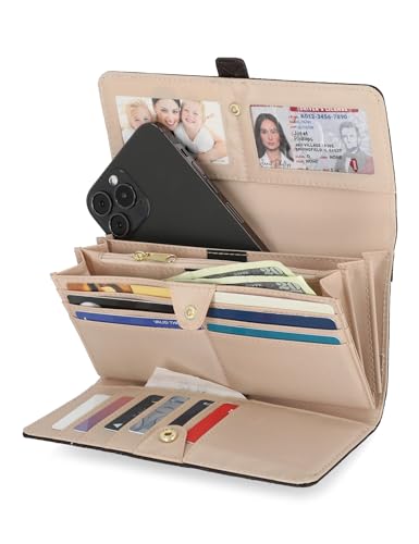 Mundi File Master Womens RFID Blocking Wallet Clutch Organizer With Change Pocket - color: Espresso (Woven), size: One Size