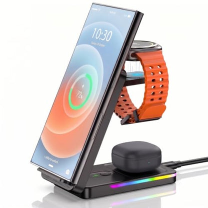 Charging Station for Samsung Phones & Watches, Foldable Wireless Charger