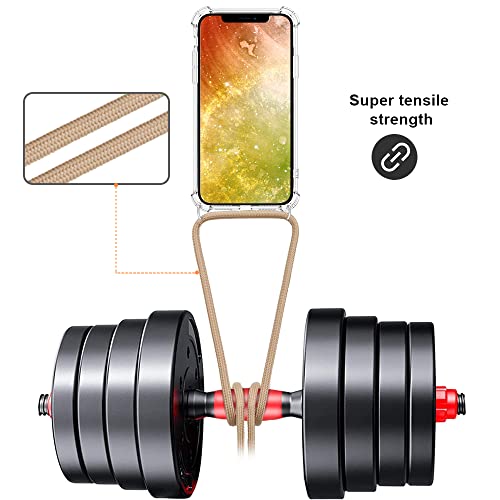 for iPhone 11 Pro Max Crossbody Case Clear Wearable Adjustable Shoulder Neck Lanyard Strap Cover Women Girls Soft Slim Protective Hanging Phone Mobile Case for iPhone 11 Pro Max - Beige - size: for iPhone 11 Pro Max