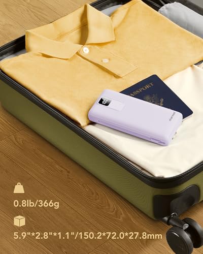 charmast 20000mAh Portable Charger with Built-in Cables and AC Wall Plug - color: purple